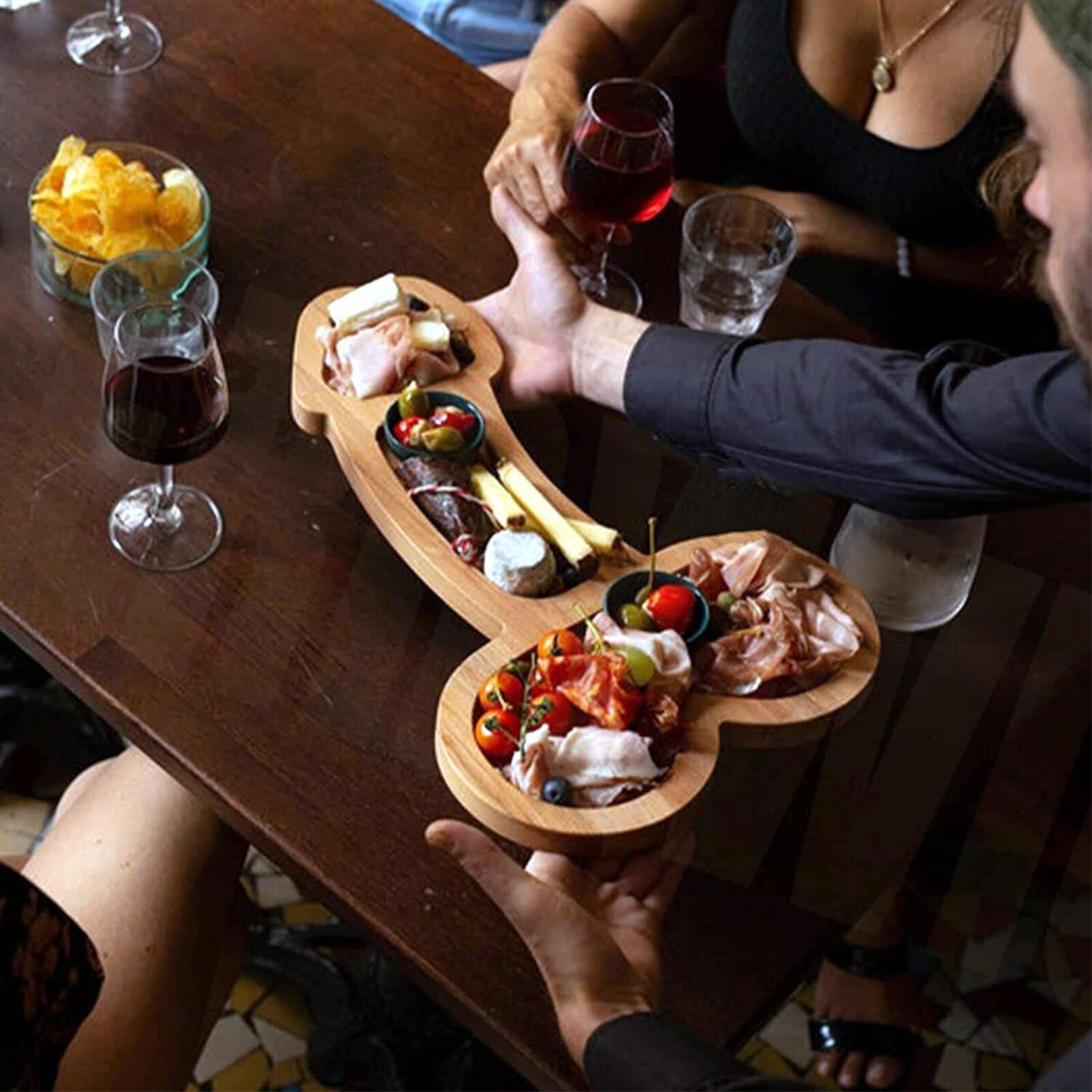 Aperitif Board Wood Cheese Board 3 Large Spaces for Aperitif