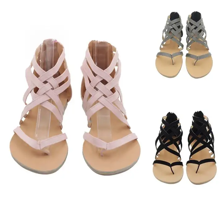 zipper flat sandals