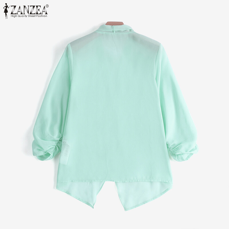 Zanzea phong cách Hàn Quốc Phụ nữ quan hệ nhân quả không thường xuyên Áo khoác chiffon đi làm 3/4 Tay áo Áo cardigan màu trơn #11