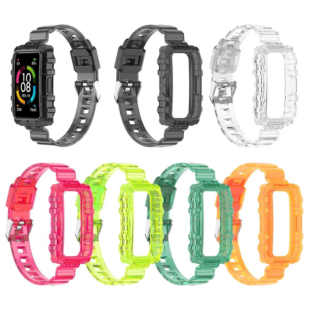 TPU Transparent Watch Strap For Huawei Honor Band 6 Soft Wristband Bracelet Replacement Belt for HUAWEI Band 8/7/6 Strap Watchband for Huawei Band 7