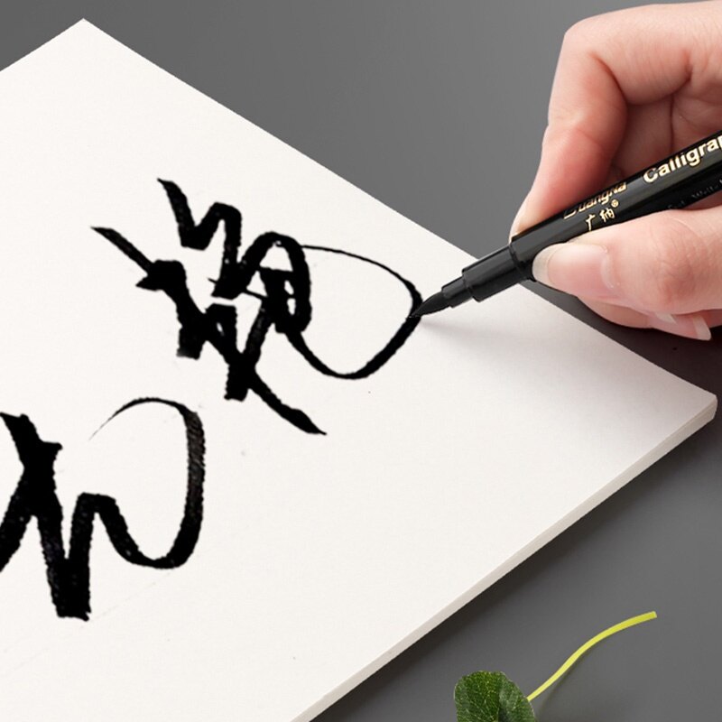Bút Viết Thư Pháp Màu Đồng Mực Đen Sáng Tạo Bút Lông Đầu Mềm Luyện Viết Thư Pháp Cho Học Sinh