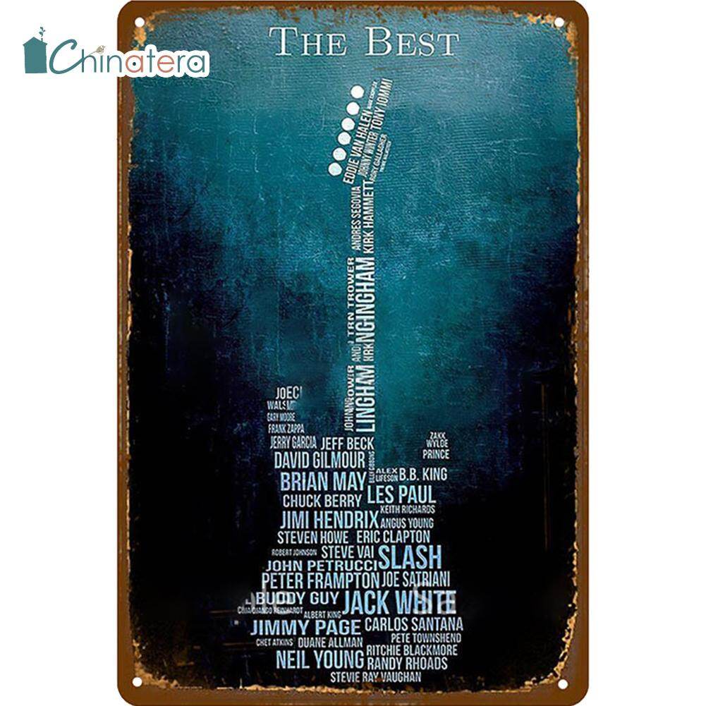 [Chinatera] Retro Metal Tin Sign Plate Art Letter Guitar Plaque Vintage Metal Poster Iron Painting Wall Poster for Pub Club Bar Coffee Restaurant Home Wall Decor