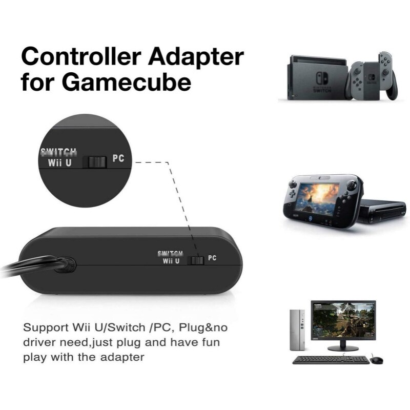 Bộ Chuyển Đổi Điều Khiển Cho Nintendo Switch Gamecube Super Smash Bros Bộ Chuyển Đổi Cho Wii U Và PC USB Với 4 Cổng Cắm Và Chạy Không Cần Trình Điều Khiển