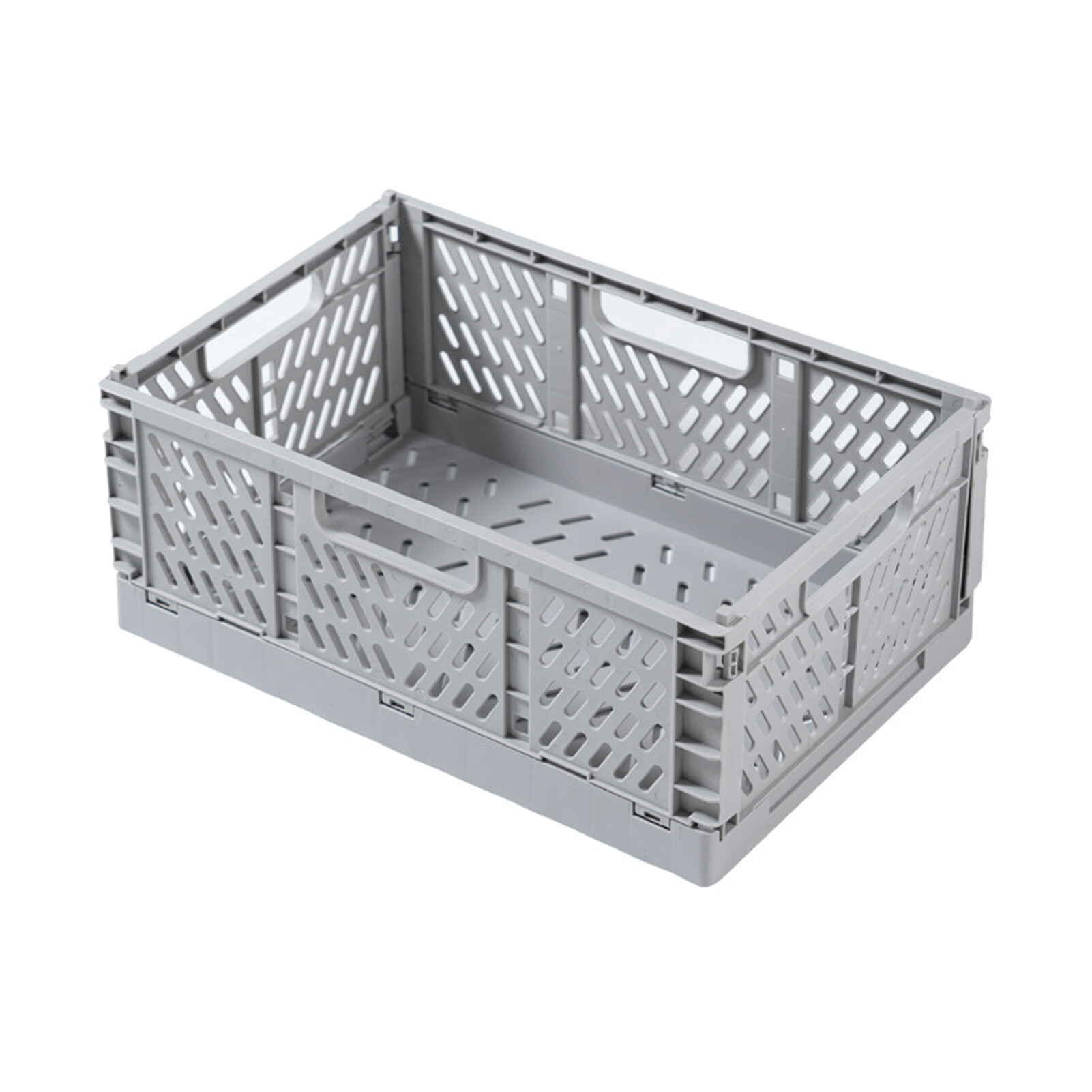 Terylin Storage Basket Folding Large Capacity Load Bearing Collapsible Plastic Storage Crate Box for Kitchen