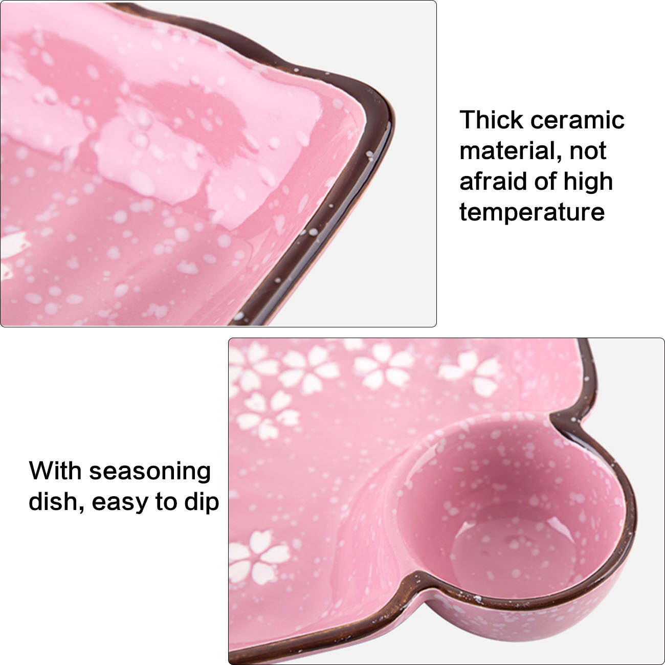 CNMF Household Dish Square Large Ceramic Dumpling Plate Vinegar Dish Grid Tray