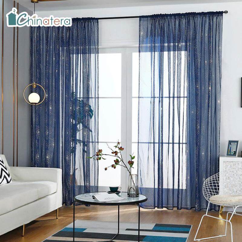 Màn Cửa Sổ Sợi Pháo Hoa Hiện Đại Chinatera, 1 Chiếc, Rèm Vải Tuyn Mỏng Màu Bạc Ép, Trang Trí Phòng Khách, Phòng Ngủ