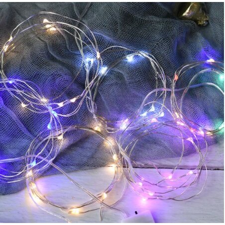 Đèn Dây 1/2M 10/20LED Đèn Trang Trí Chạy Pin Dây Đồng Cổ Tích