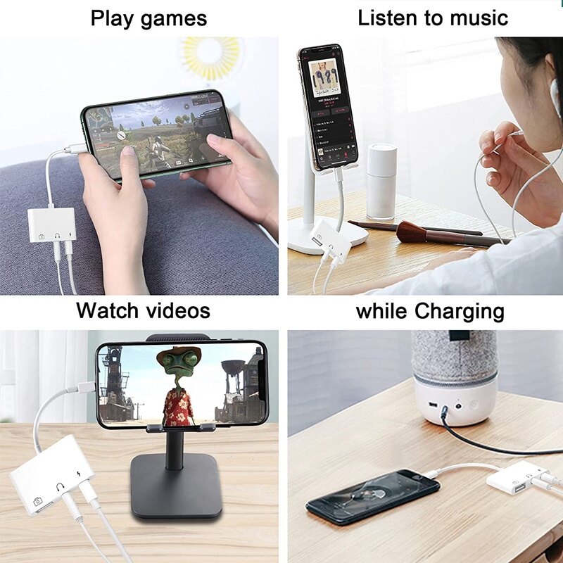 Bộ Chuyển Đổi 3 Trong 1 Lightning Sang Audio USB 3 Bộ Chuyển Đổi Đầu Đọc Thẻ Máy Ảnh Lightning Sang USB 3 Cho iPhone 14 13 12 Pro Max 11 X Xs Max iPad IPod