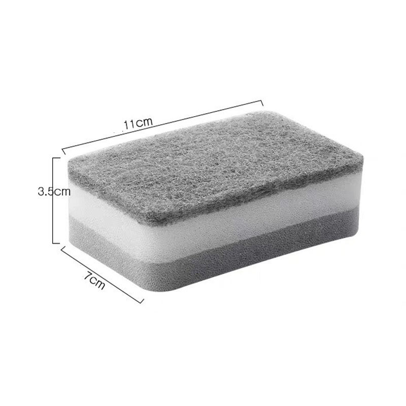 Polocat 5pc / set Double Side Sponge Scrub Pot Dishwashing Magic Mop Kitchen Household Cleaning Three Layer Sponge Scrubbing Pad#1