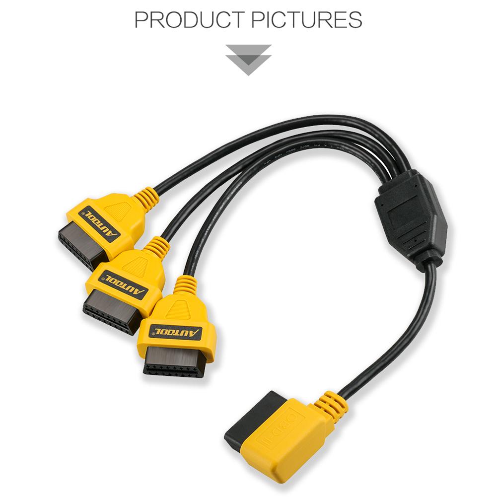 AUTOOL Cáp Chia Chữ Y OBD2 Bộ Chuyển Đổi 50Cm 1 Sang 3 Dây Nối Dài