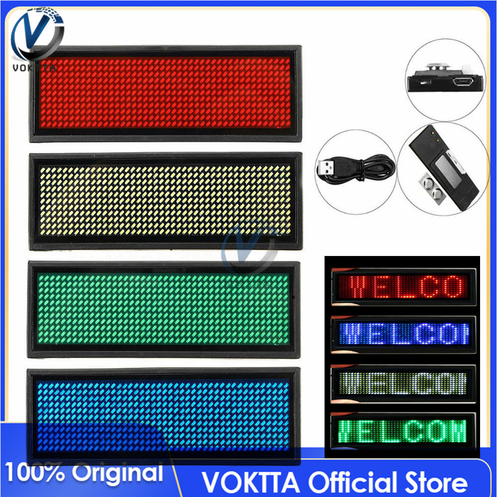 Original VOKTTA Mini LED Digital Display Rechargeable Programmable Name Badge 15 Display Languages Durable Scrolling Led Tag Sign Badge Module