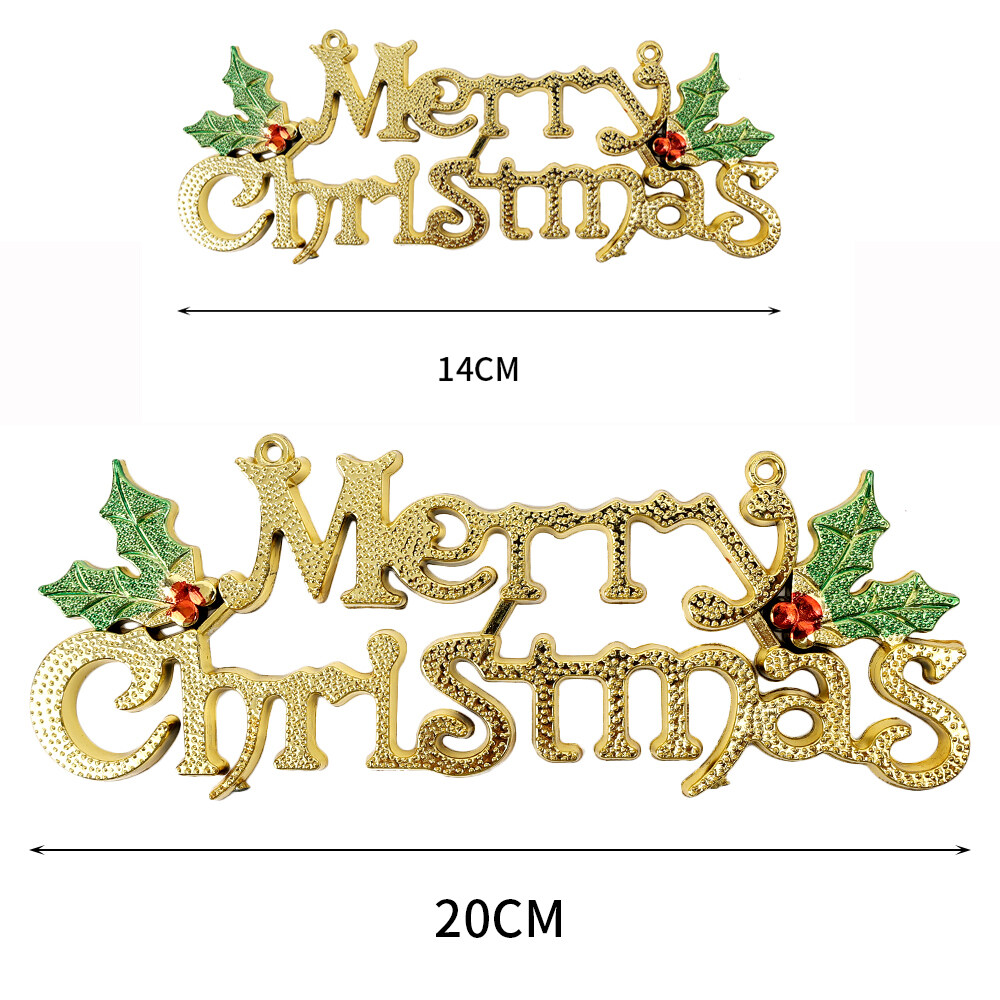 2023 Plastic Merry Christmas Sign Christmas Tree Decoration Three dimensional Letter Door Listing Party Decoration