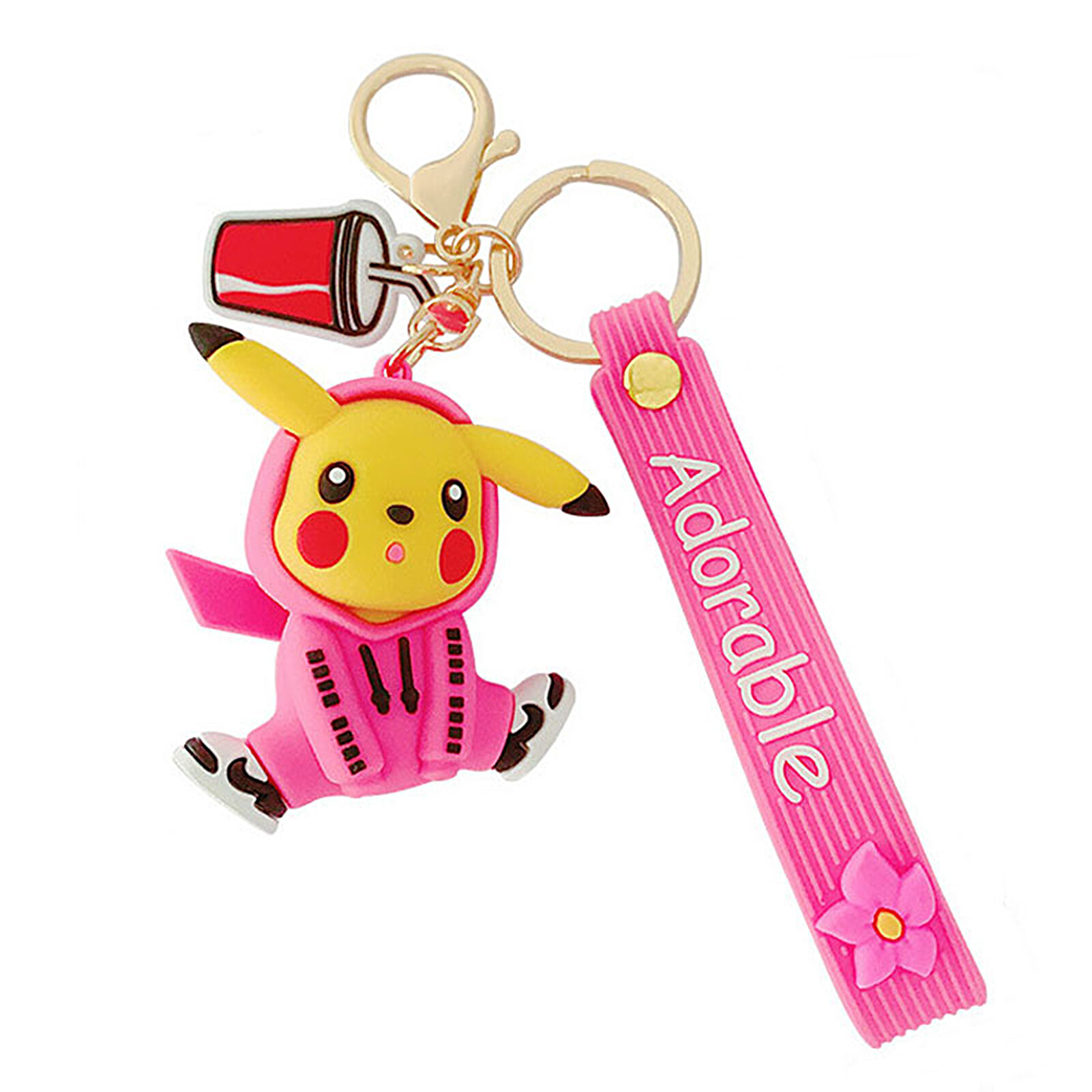 Talent Star Cartoon Pokemon Pikachu in Hoodie Keychain Key Holder Bag Pouch Decor Pendant