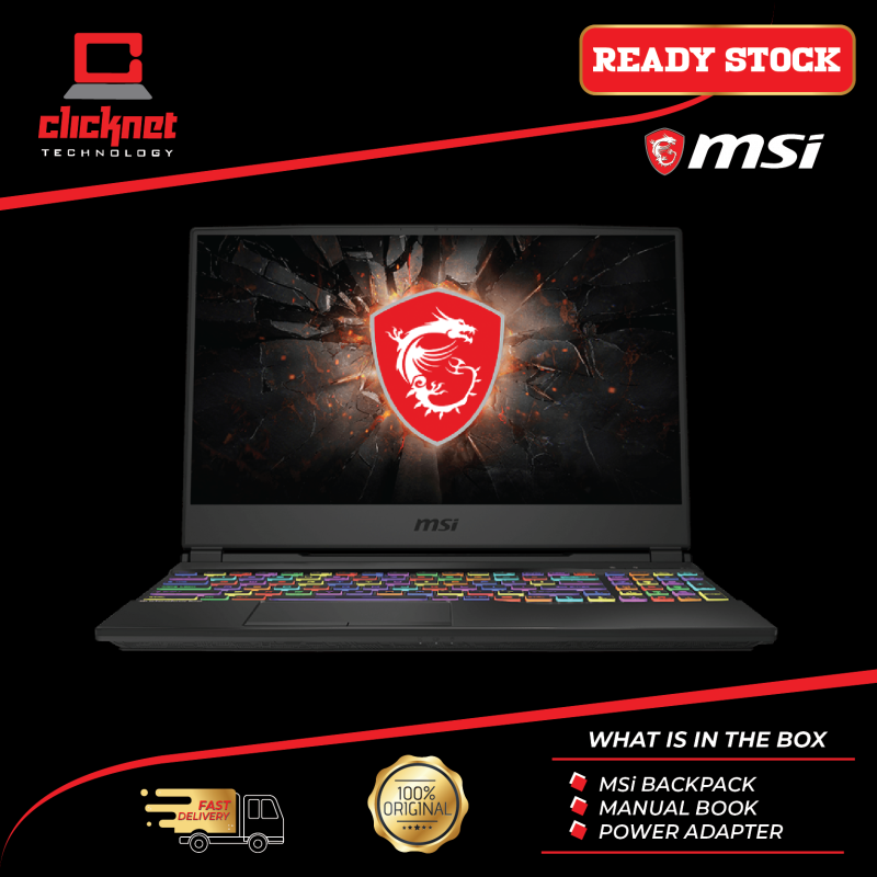 MSI GL65-9SCK-051 15.6 FHD 120Hz Gaming Laptop (Intel i7-9700H 8GB 512GB GTX1650 4GB 15.6FHD W10) Malaysia