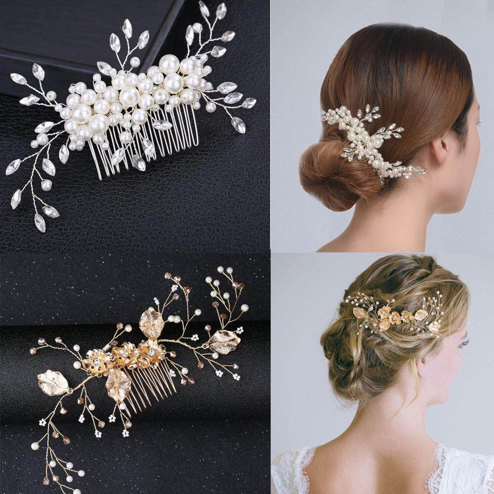 1 Hair Clip Comb Bridal Hair Accessories Crystal Peals Hair Combs