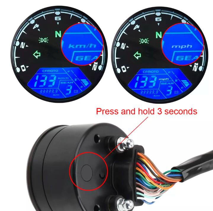 12000 RPM Xe Máy Tachometer Xe Máy Kỹ Thuật Số Đo Tốc Độ Đo Dặm Kỹ Thuật Số LCD Đa Chức Năng Kỹ Thuật Số Chỉ Số Nhiên Liệu Meter Rpm Tachometer Đo Với Khung Cảm Biến