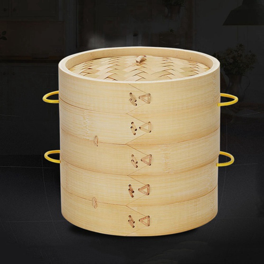 CILL Dumpling Wooden Fish with Handle Buns Making Cookware Cover Cage Kitchen Tool Bamboo Steamer Basket