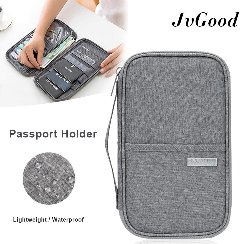 JvGood กระเป๋าใส่หนังสือเดินทาง กระเป๋าใส่บัตร Passport Cover Travel Bag Wallet Ticket Holder Document Organizer Card Case with Zipper for Men &Women