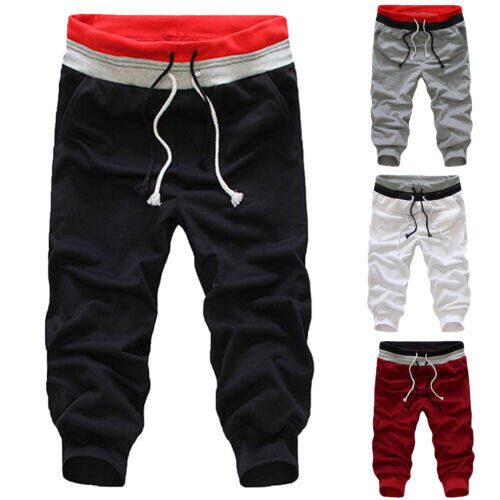 Men 3/4 Calf Length Jogger Gym Shorts Pants Trousers Sweatpants Sports Bottoms