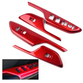 Red Car Interior Door Window Lift Switch Button Cover Panel Trim Bezel Fit For Honda Civic Lhd 2016 2017 2018