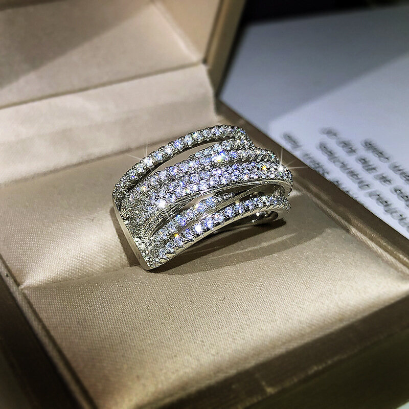 European and American Full Diamond Ring Japanese and Korean Style Personalized Ring Full Diamond Ring