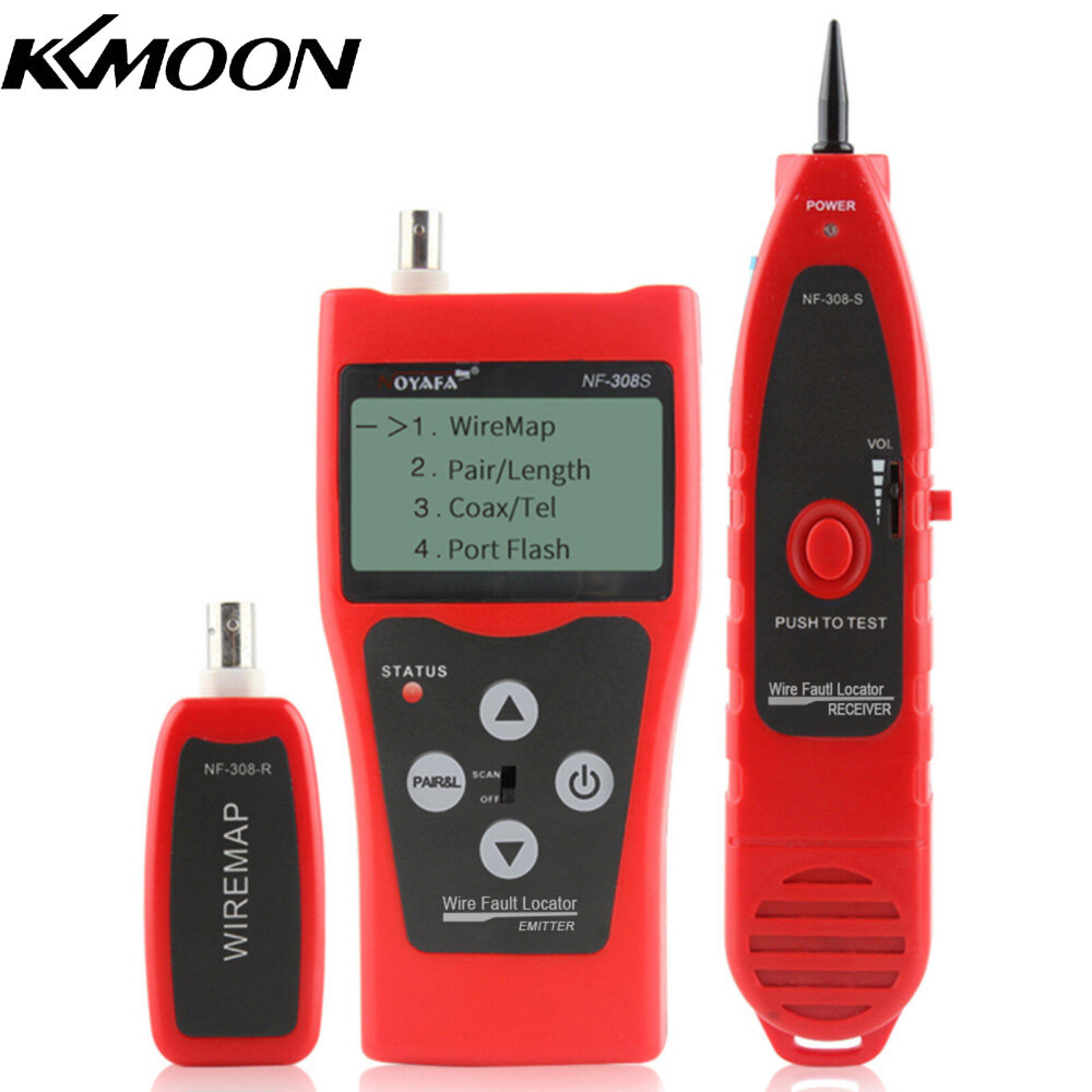 KKmoon NOYAFA Multi-functional LCD Network Cable Tester High Precision Line Finder Coaxial Line Tester RJ11 RJ45 Wire Length Finder with 1 Remote Adapter