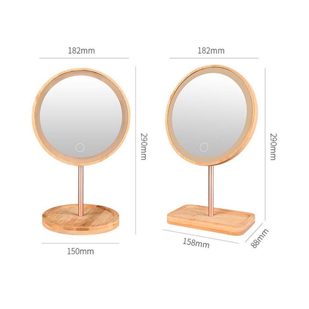 Bamboo Wood USB Chargeable LED Vanity Mirror Lights for Makeup Dressing Table with Touch Sensor 3 Level Brightness Desktop Light