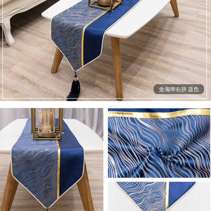 Luxury Table Runner Table Splicing European Jacquard Patchwork Gold Strip Bed Runner Table Flag Fashion Household Adornment Supplies Tea Coffee Table Cloth