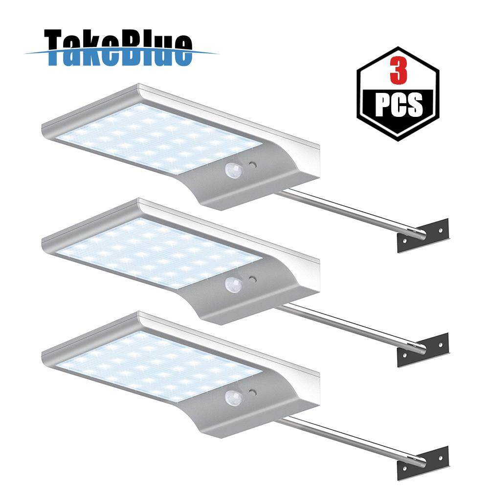 TakeBlue Năng Lượng Mặt Trời 36 LED Liền Máng Đèn Treo Tường Sconces với Lắp Cực Ngoài Trời Cảm Biến Chuyển Động Báo Đèn Bảo Mật Chiếu Sáng cho Kho Thóc mái hiên Nhà Để Xe Với cần 3 Gói