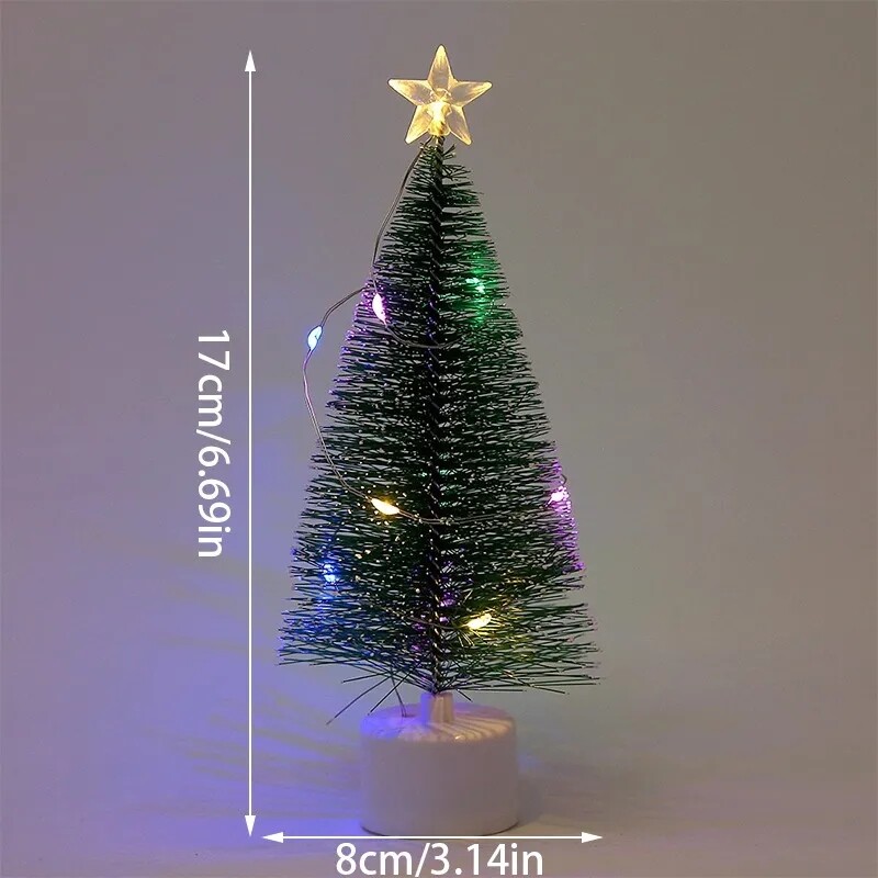 17cm Christmas Tree with Light String Colorful Glowing Pine Tree Ornaments Desktop Christmas Decoration New Year Party Gift