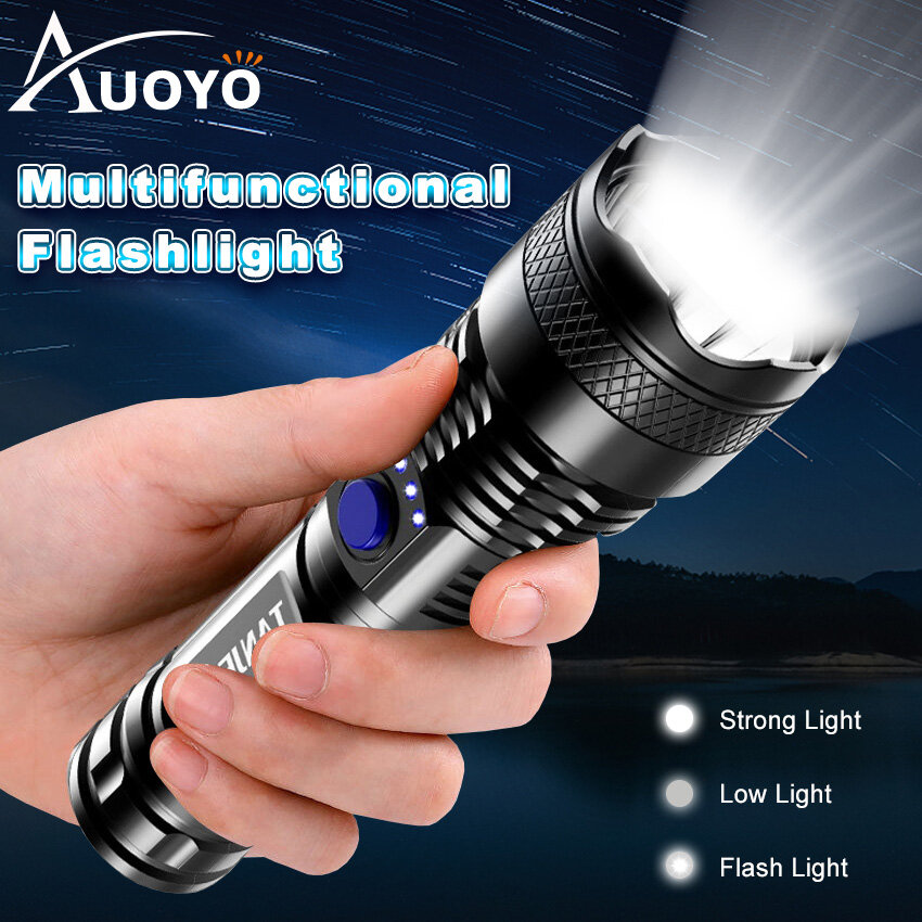 Auoyo Imitate P50 Strong Light Portable Multi-function Flashlight Remote Display Charging Waterproof Outdoor Flashlight Camping Outdoor Lamp Outdoor Waterproof Torchlight