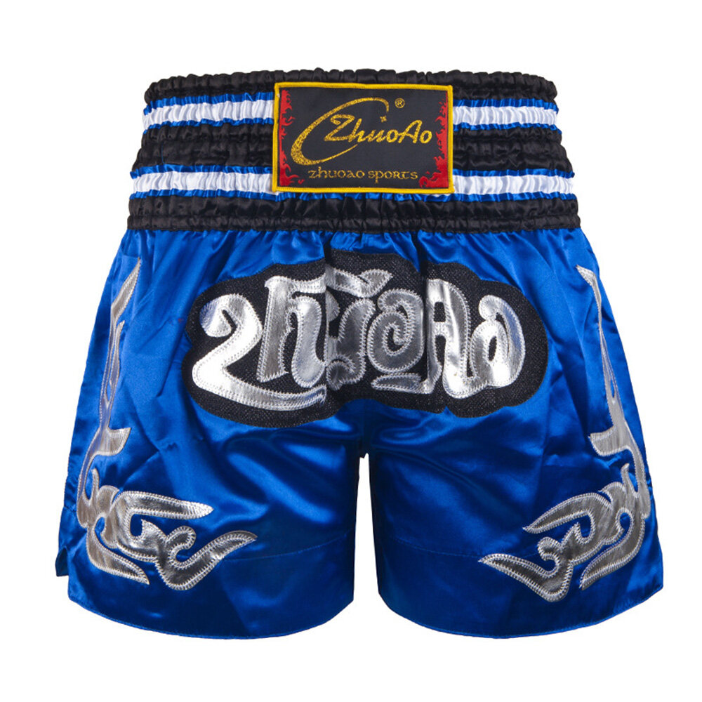 boxing shorts muay thai MMA trunks satin premium quality blue color