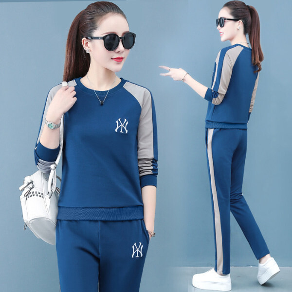 2pcs Women Causual Clothing Individual Set Wear Lady Long Sleeve Letter Top Blouse and Loose Long Pants Hight Waist Wide Leg Plus Size #726