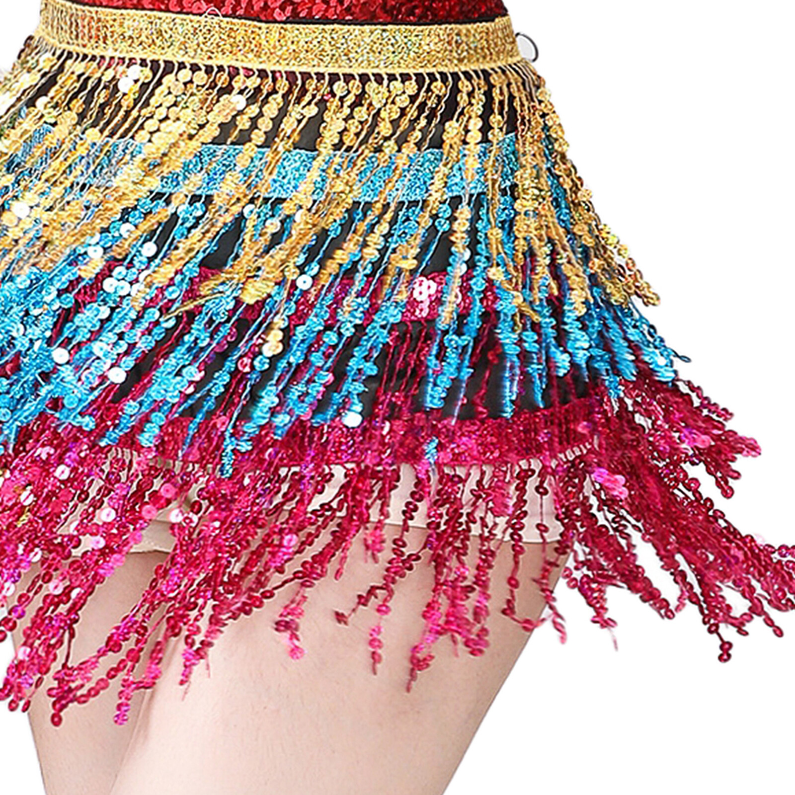 Miffer Belly Dance Waist Chain Hip Skirt Scarf Sequins Tassel Streamer