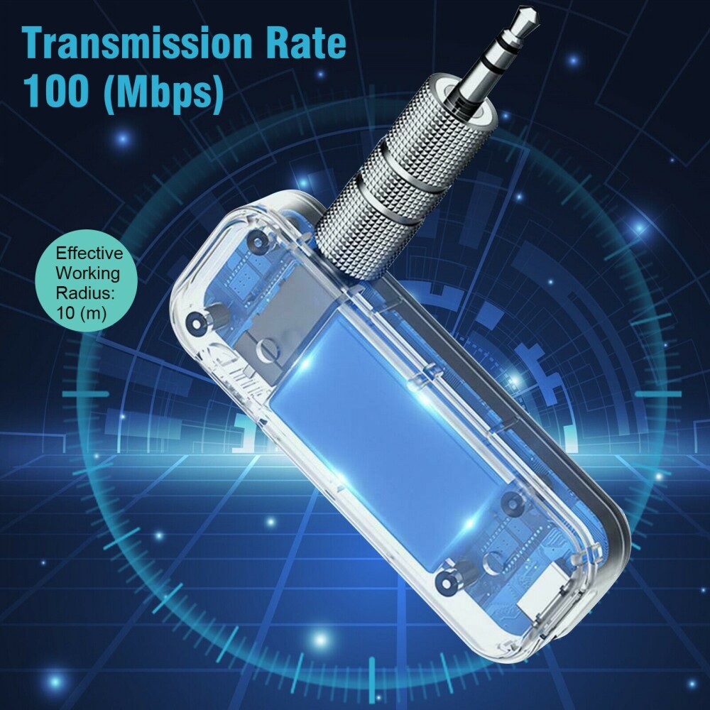 Bluetooth-compatible 5.0 2 in 1 Transmitter Receiver Car Wireless Audio Adapter USB 3.5mm Aux