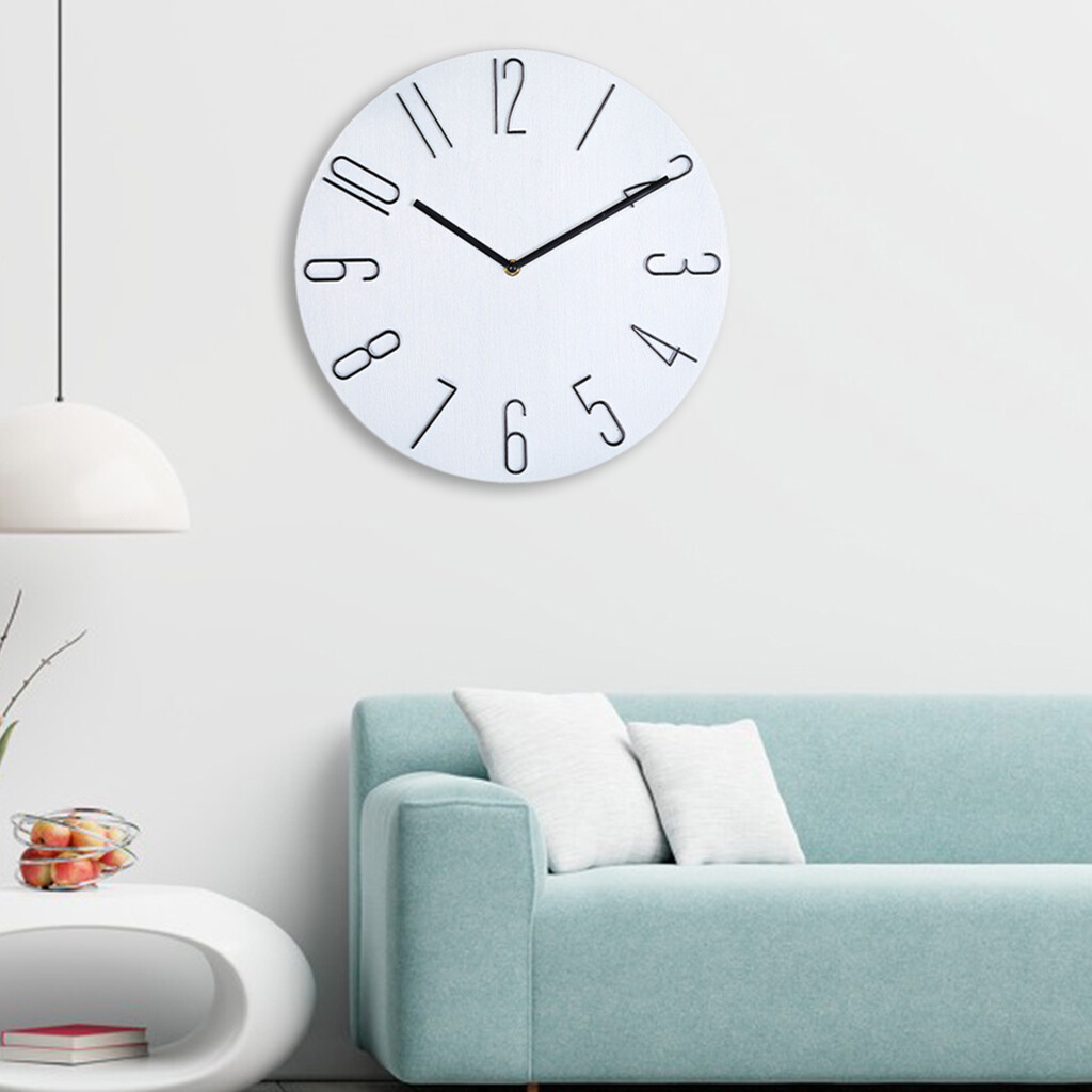 Blesiya 12'' Wall Clock Quartz Round Wall Clock Silent Wall Clock Battery Operated