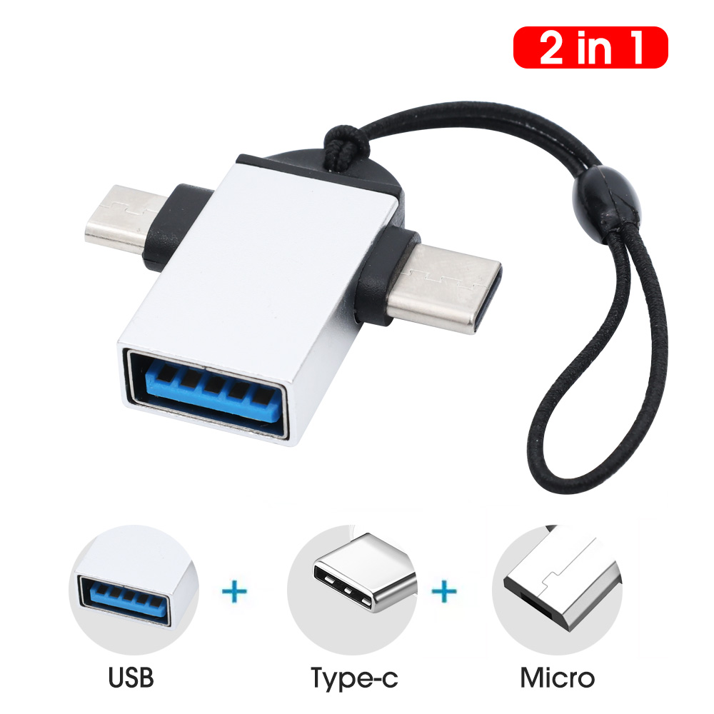 Bộ Chuyển Đổi OTG Type-C 2 Trong 1 USB Mini Và Bộ Chuyển Đổi Micro Cho Siêu Tốc Cho Điện Thoại Máy Tính Xách Tay Đầu Đọc U Thẻ Đĩa Bộ Chuyển Đổi Type C