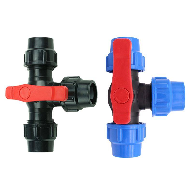 PE three-way quick connect valve plastic valve T-type valve inner diameter 20/25/32mm plastic three-way ball valve