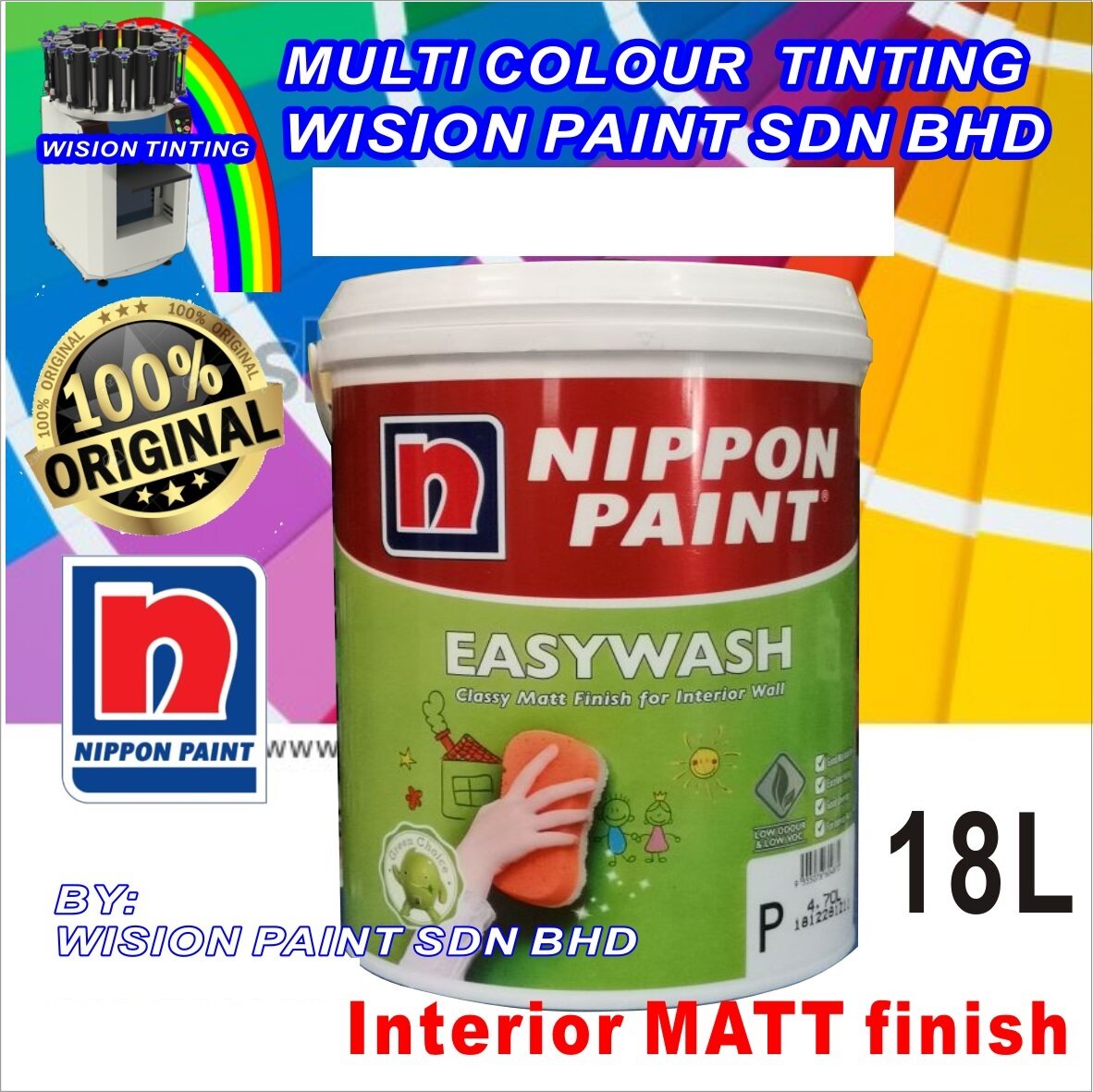 MULTI COLOURS Nippon Paint Easy wash ( 18L ) / EASY WASH / EASY CLEAN