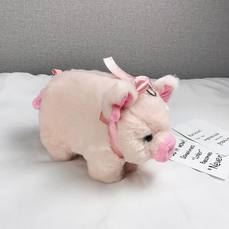 HOBIBEAR Weird pig doll small backpack Funny cute cartoon plush shoulder bag