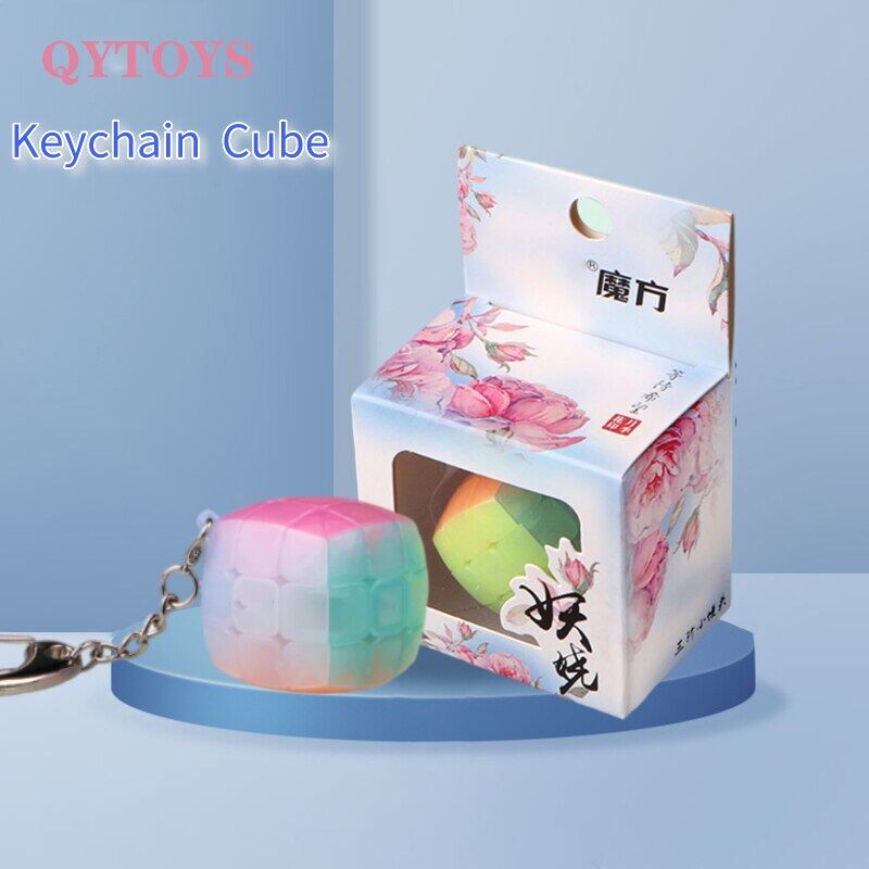 Qytoys newest jelly speed keychain 3x3x3 cube 3cm mini twist puzzle 3x3 cube toys gift neo cube key ring decoration cute
