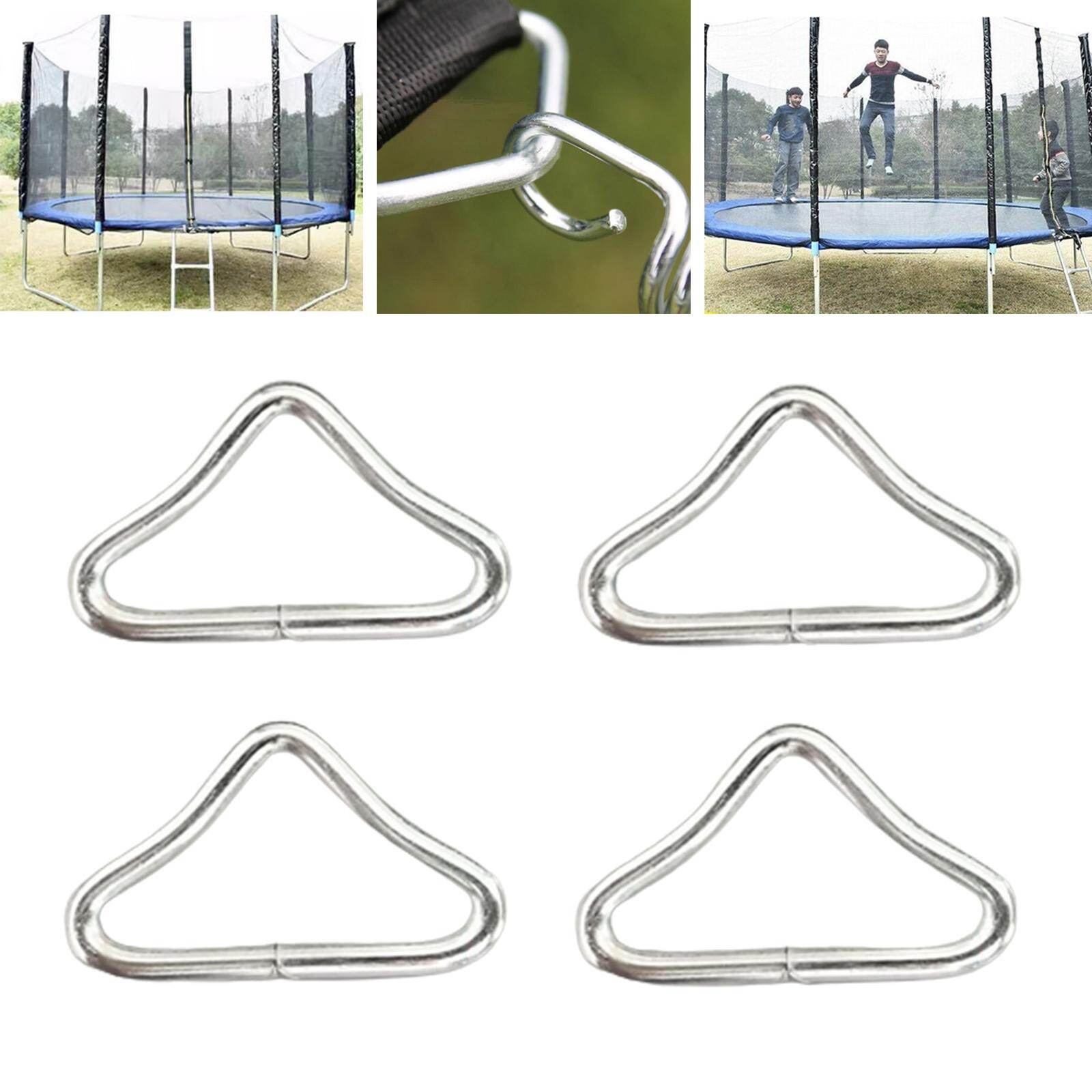 Baoblaze 4Pcs Triangle Ring Buckles, V Rings, Metal Hardware, Trampoline Net Buckles, Spring Buckles for Children Trampoline Outdoor Repair Supplies