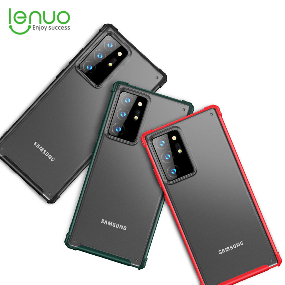 Lenuo for Samsung Galaxy Note 20 Ultra 5G Case - 4-corner Shockproof Protection Flexible Silicon Bumper + PC Frosted Semi Transparent Back Cover