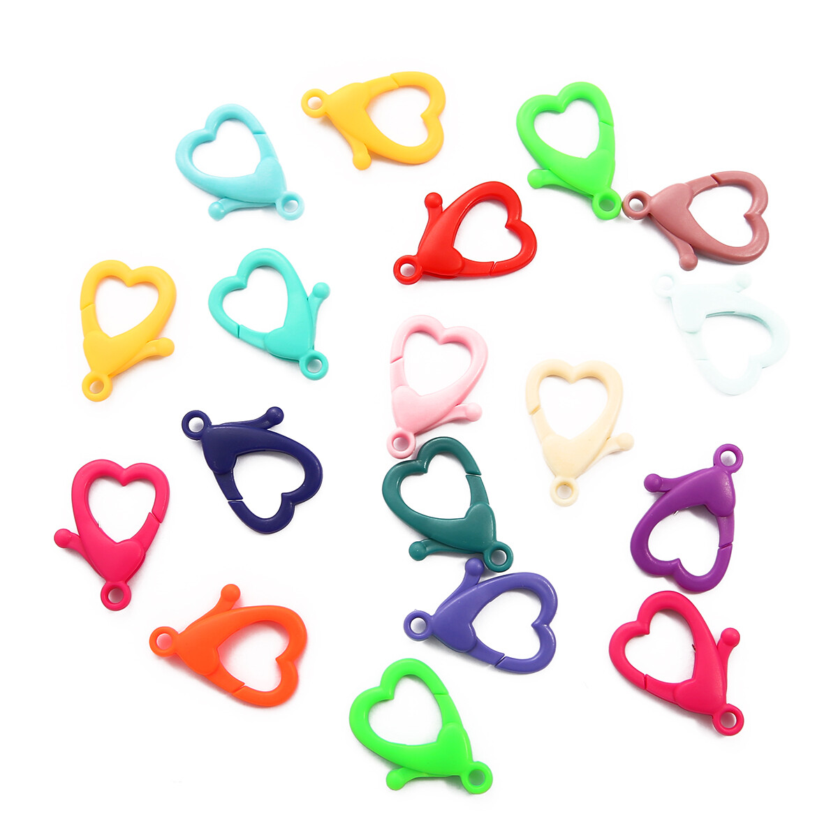 10pcs/Bag Love Heart Shape Plastic Lobster Clasp Multicolor Keychain Split Hooks For DIY Necklace Connector Jewelry Making Accessories