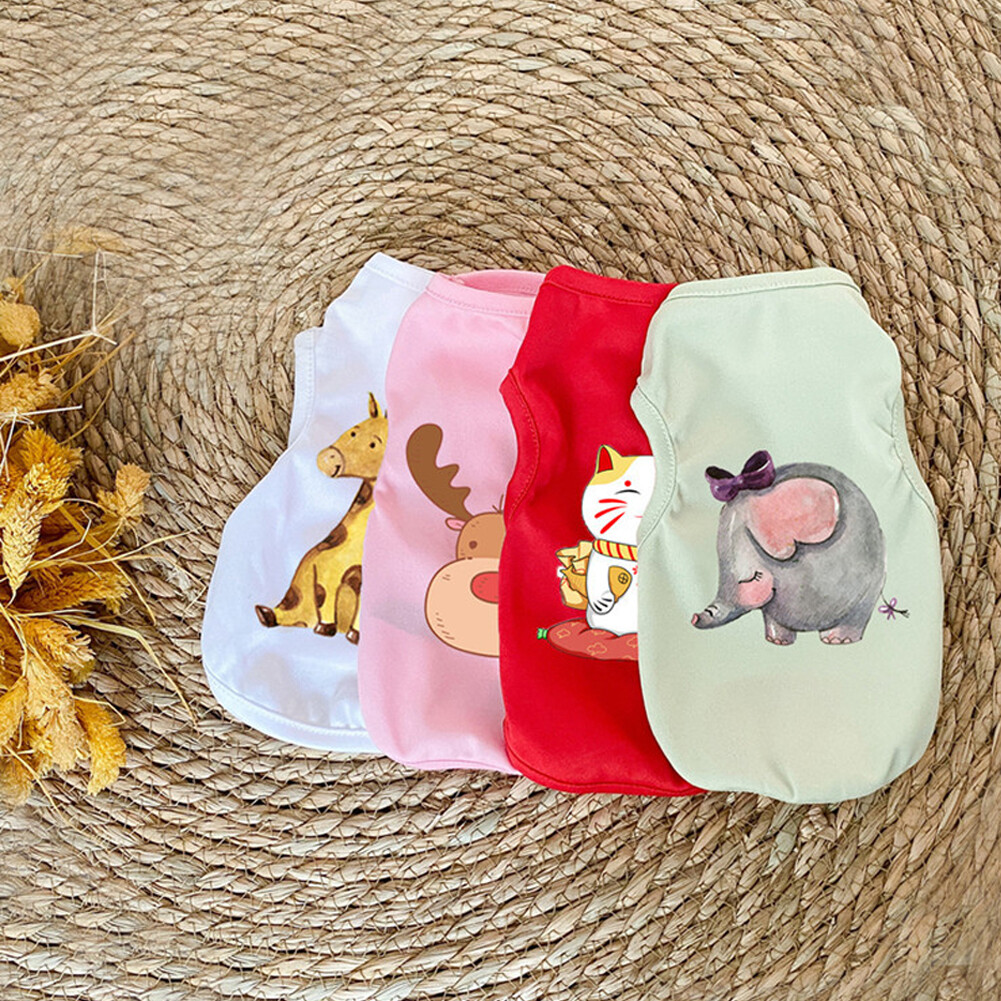 Hittime Cute Cartoon Pet Summer Vest Cats Dog Shirts Small Dogs Clothing Pet Cat T-shirts Puppy Clothes Small Pets Summer Apparel