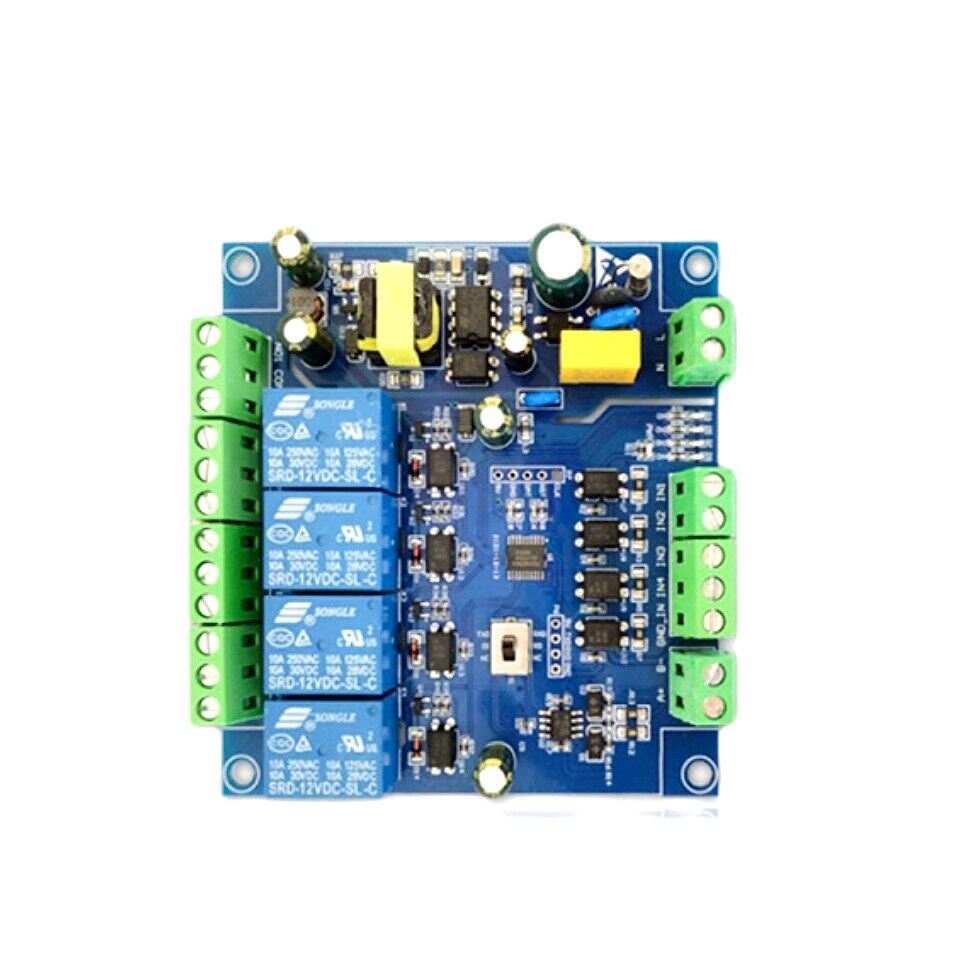 220V Power Supply Modbus RTU 4 Channels Relay Module RS485/TTL UART