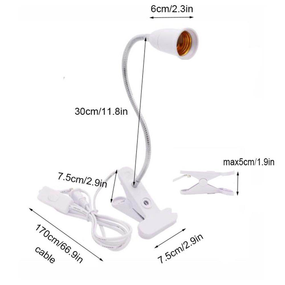 {hot} EU US Plug 360 Degrees Flexible Desk Lamp Holder E27 Base Light Socket Gooseneck Clip On Cable With On Off Switch for Home Plant