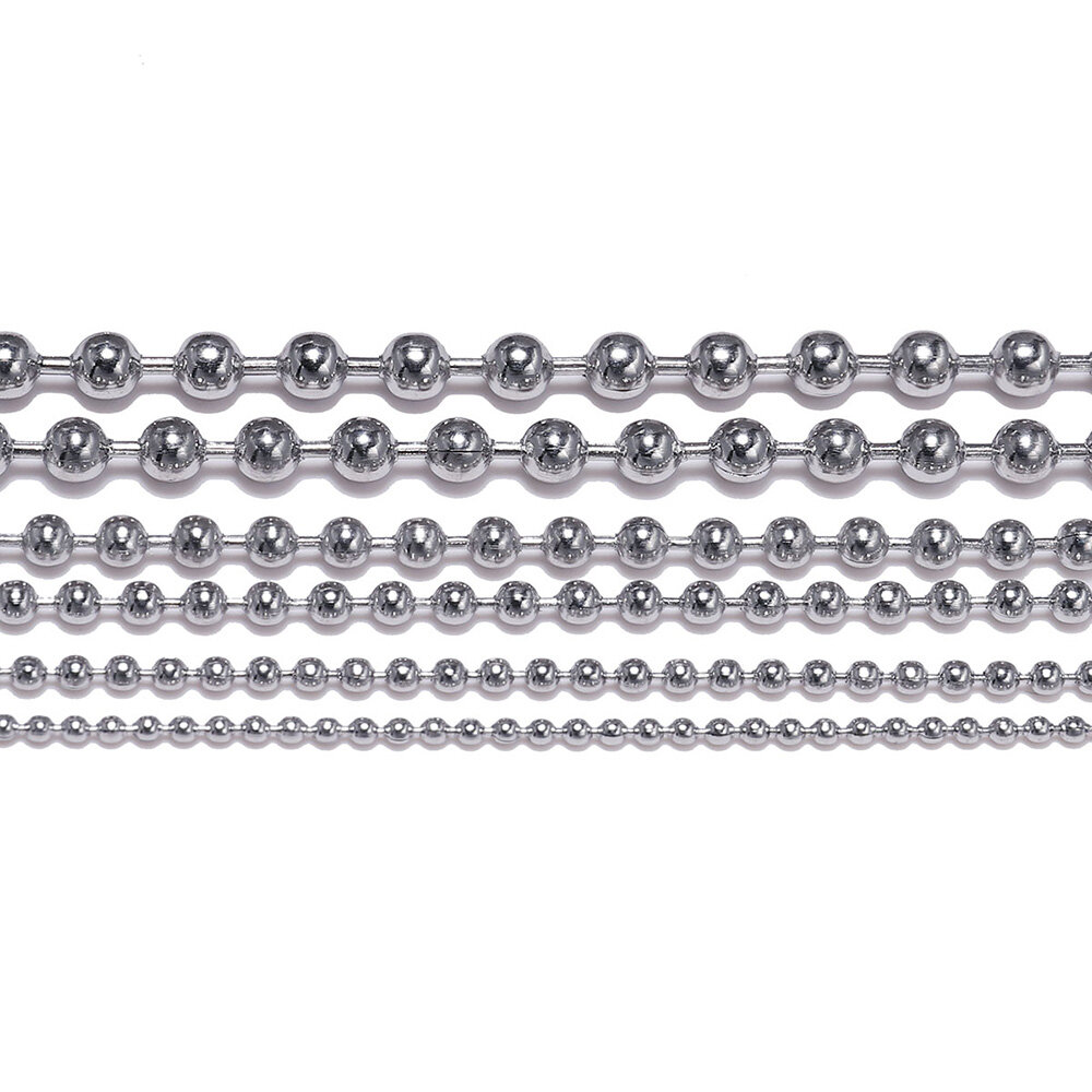St.kunkka 5m/lot 1.2 1.5 2.4 3.2 mm stainless steel beaded ball bead chain bulk jewelry chains for necklaces diy jewelry making supplies