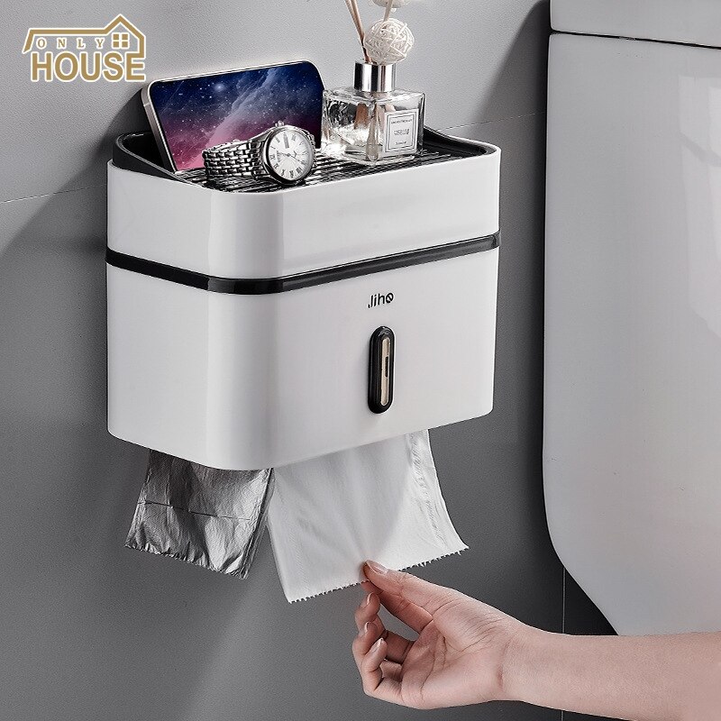 Toilet tissue box free perforated wall hanging creative waterproof pumping paper roll paper toilet toilet paper box toilet paper rack