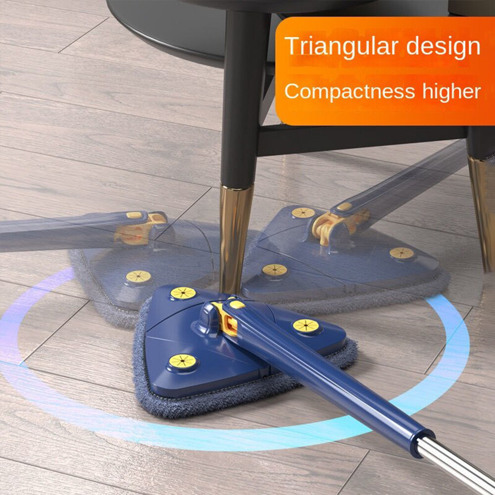 Làm sạch tam giác quay lau 360 ° Microfibre đầu tay kéo và dễ dàng để thoát 130cm dài cây lau nhà dụng cụ lau nhà lười tự khô sàn phòng tắm tường cửa sổ làm sạch bụi hộ gia đình dụng cụ làm sạch